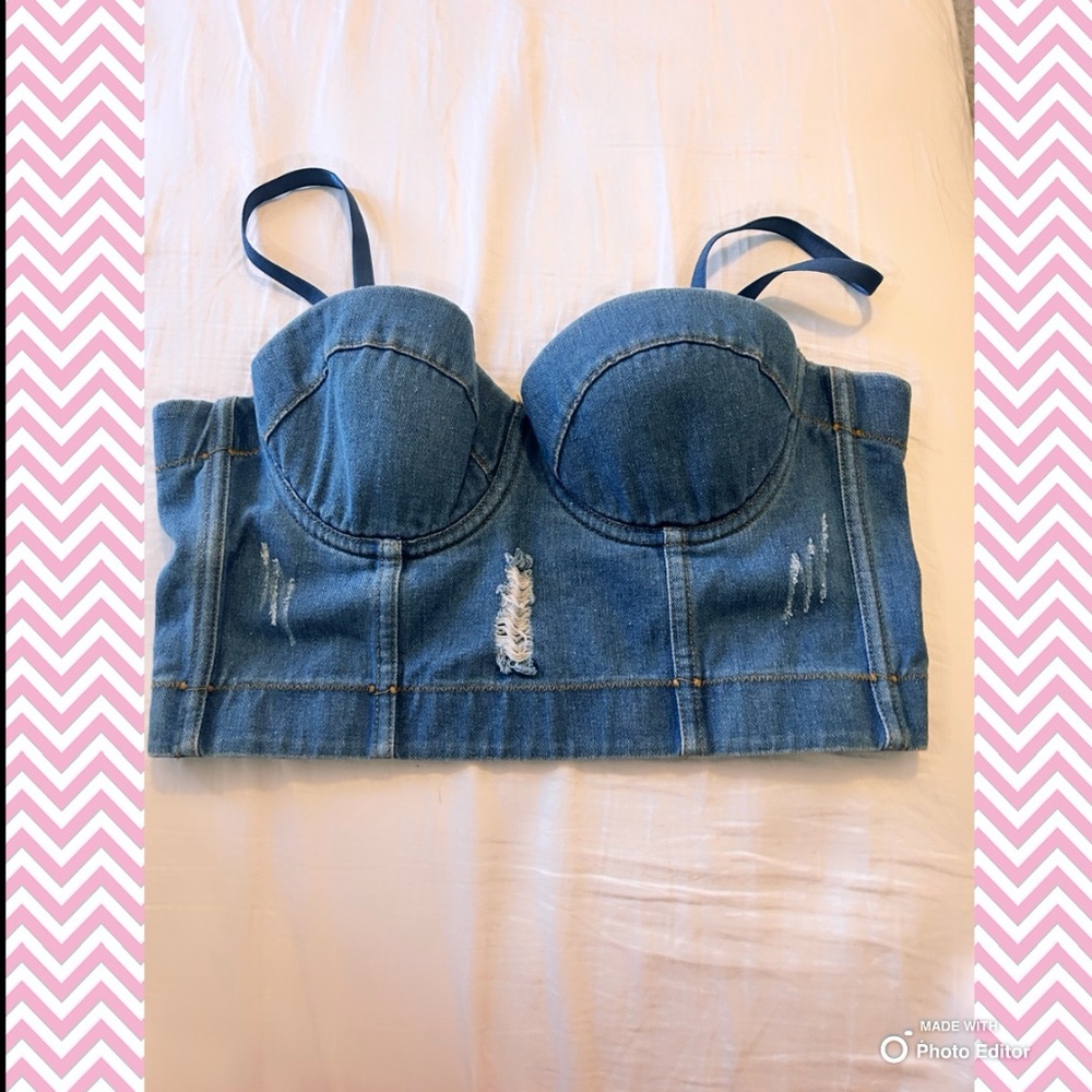 Demin Corset Crop